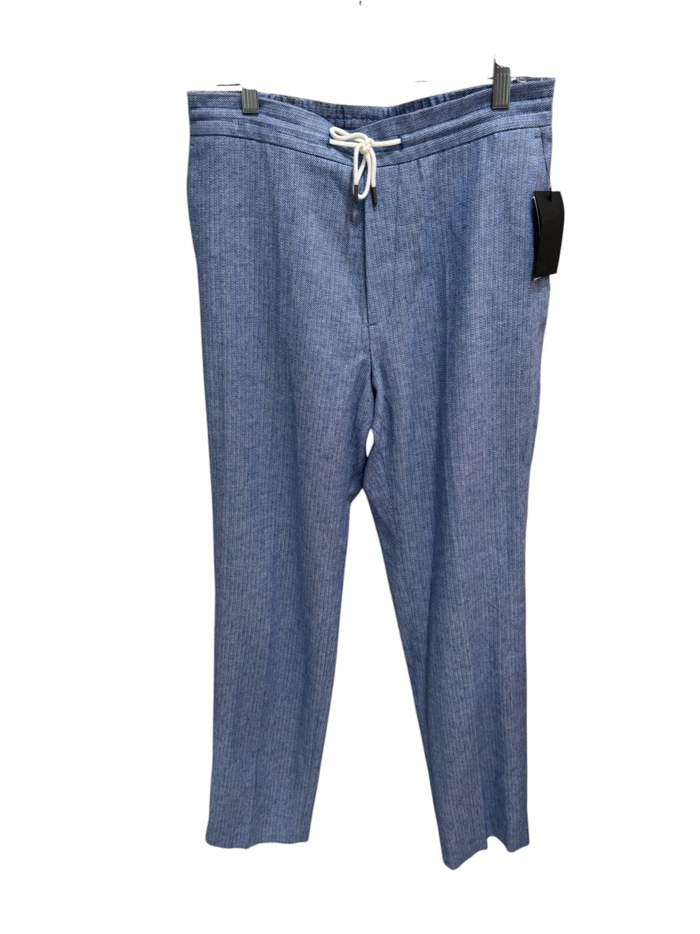 ASOS Design Cotton Linen Drawstring Elastic Waist Blue Pants Size Mens 32 X 32